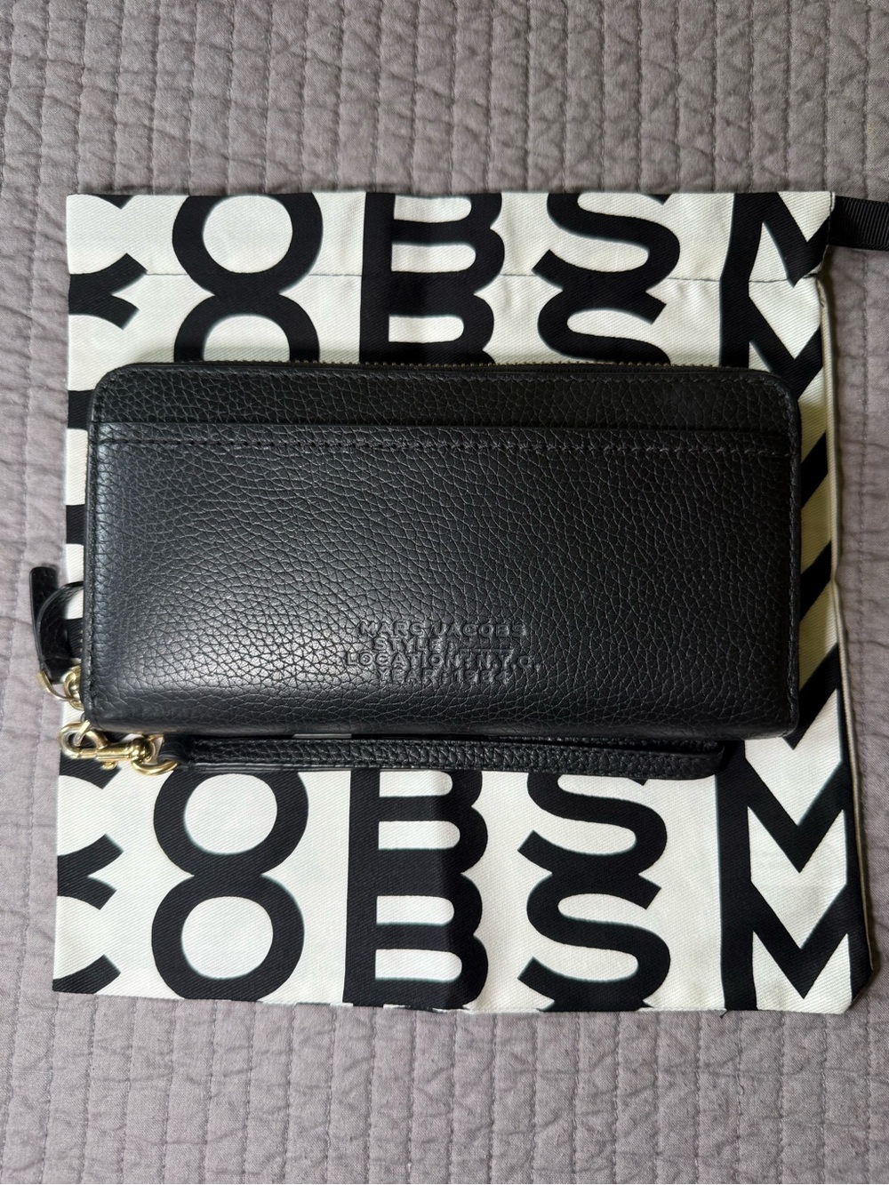 Marc Jacobs Continental Pebbled Leather Zip Around Wallet with Gold Hardware